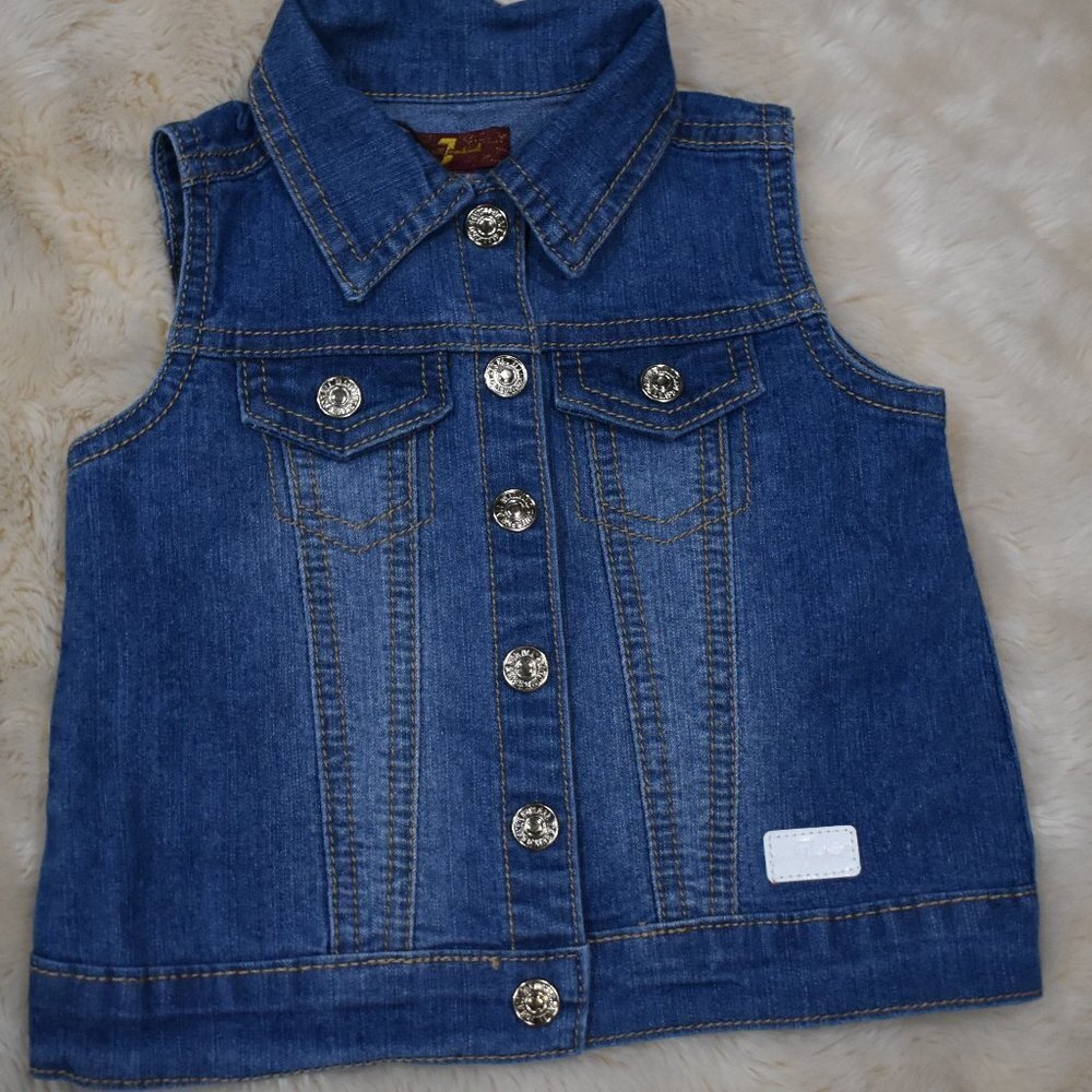 7 For All Mankind Denim Vest Baby Girl Size 12 Months